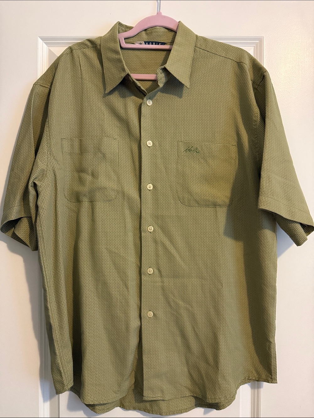 Hobie Men's Short-Sleeve Button-Down Shirt in Olive